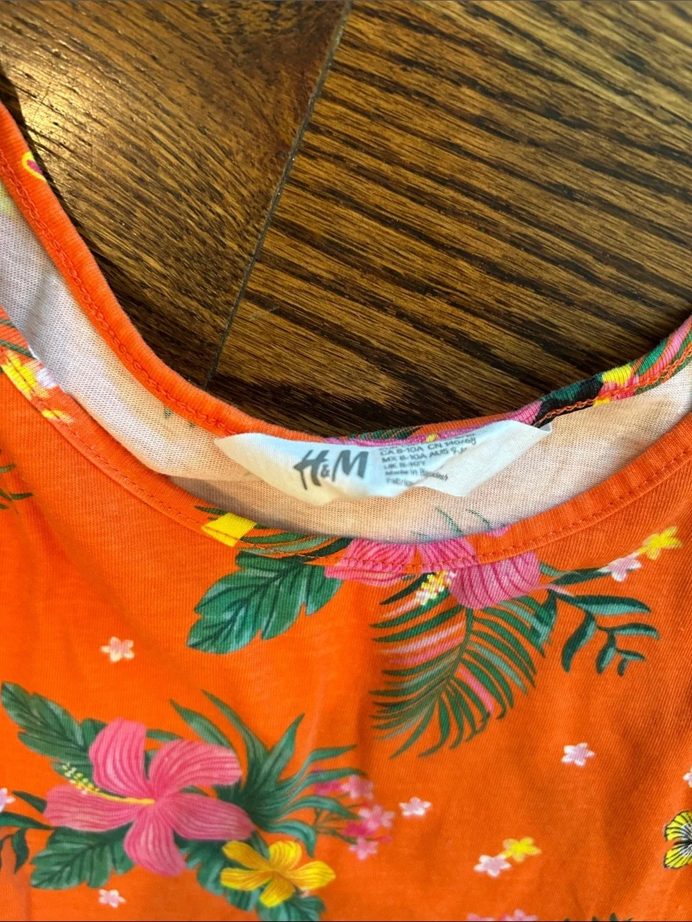H&M Orange Tropical Floral Girls' Sundress
